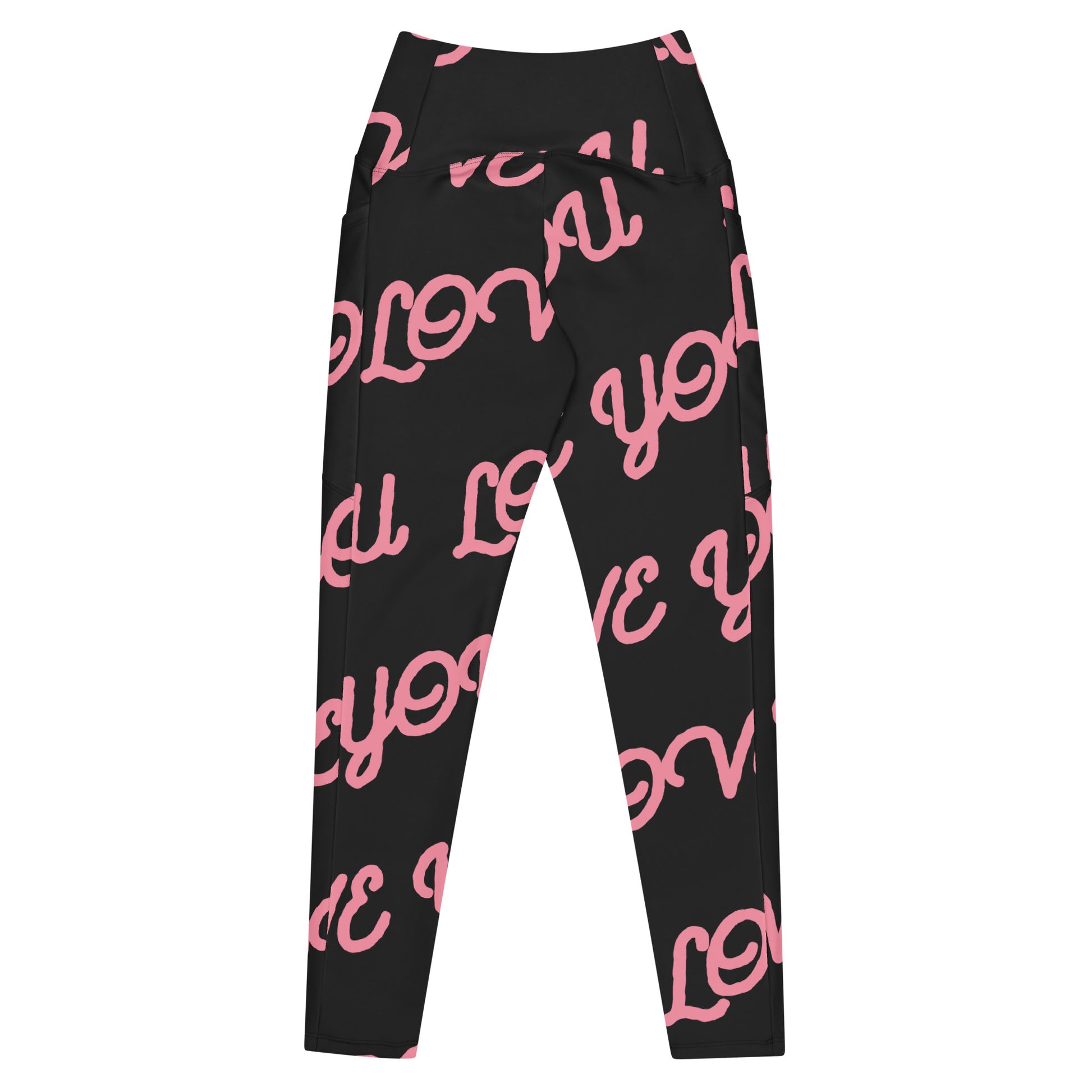 Love You Women's Recycled Crossover Leggings With Pockets - FLAKOUT