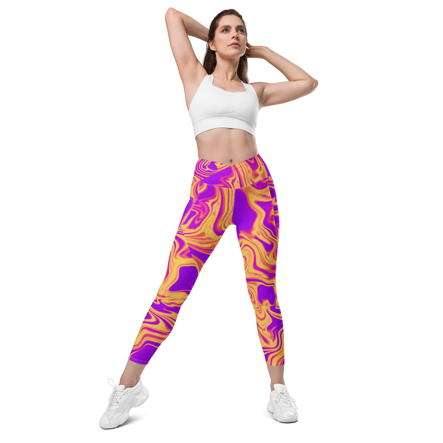 Cosmic Flow Women's Recycled Crossover Leggings With Pockets - FLAKOUT