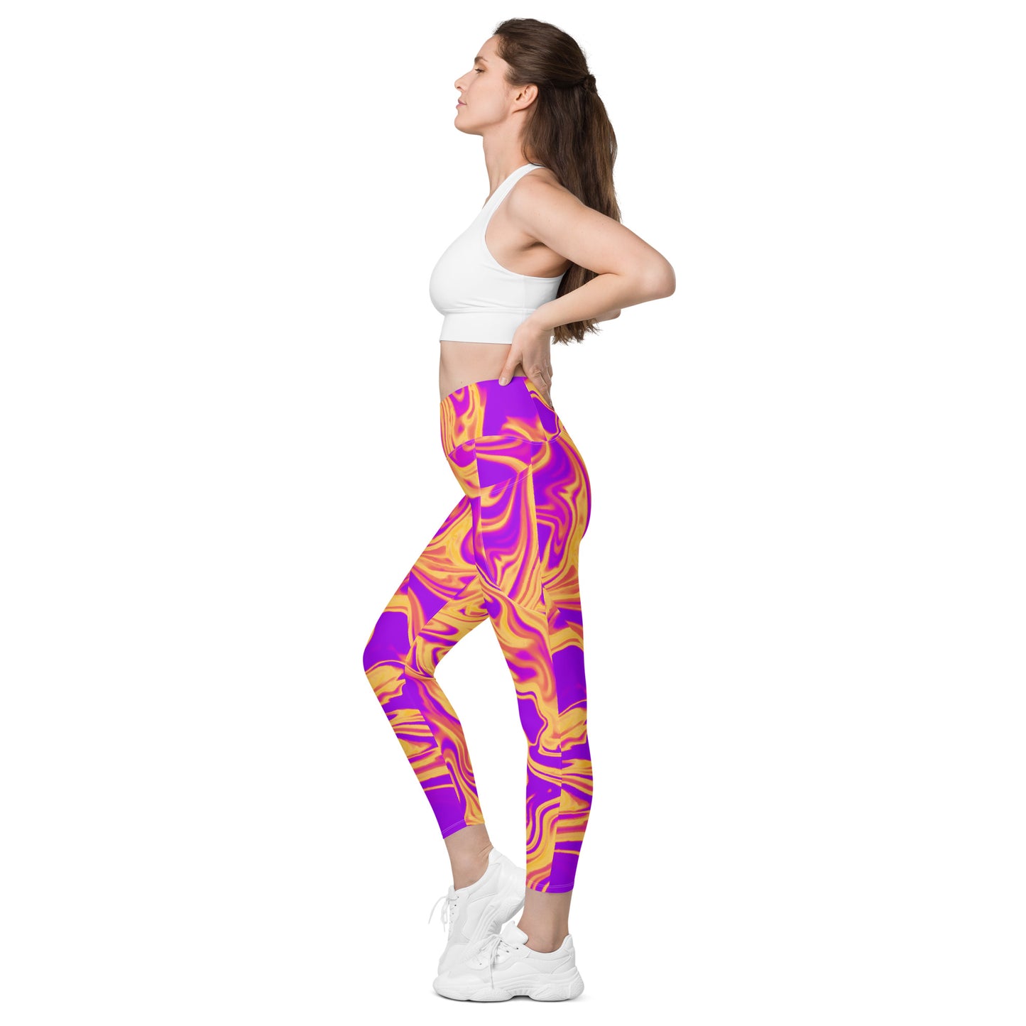 Cosmic Flow Women's Recycled Crossover Leggings With Pockets - FLAKOUT