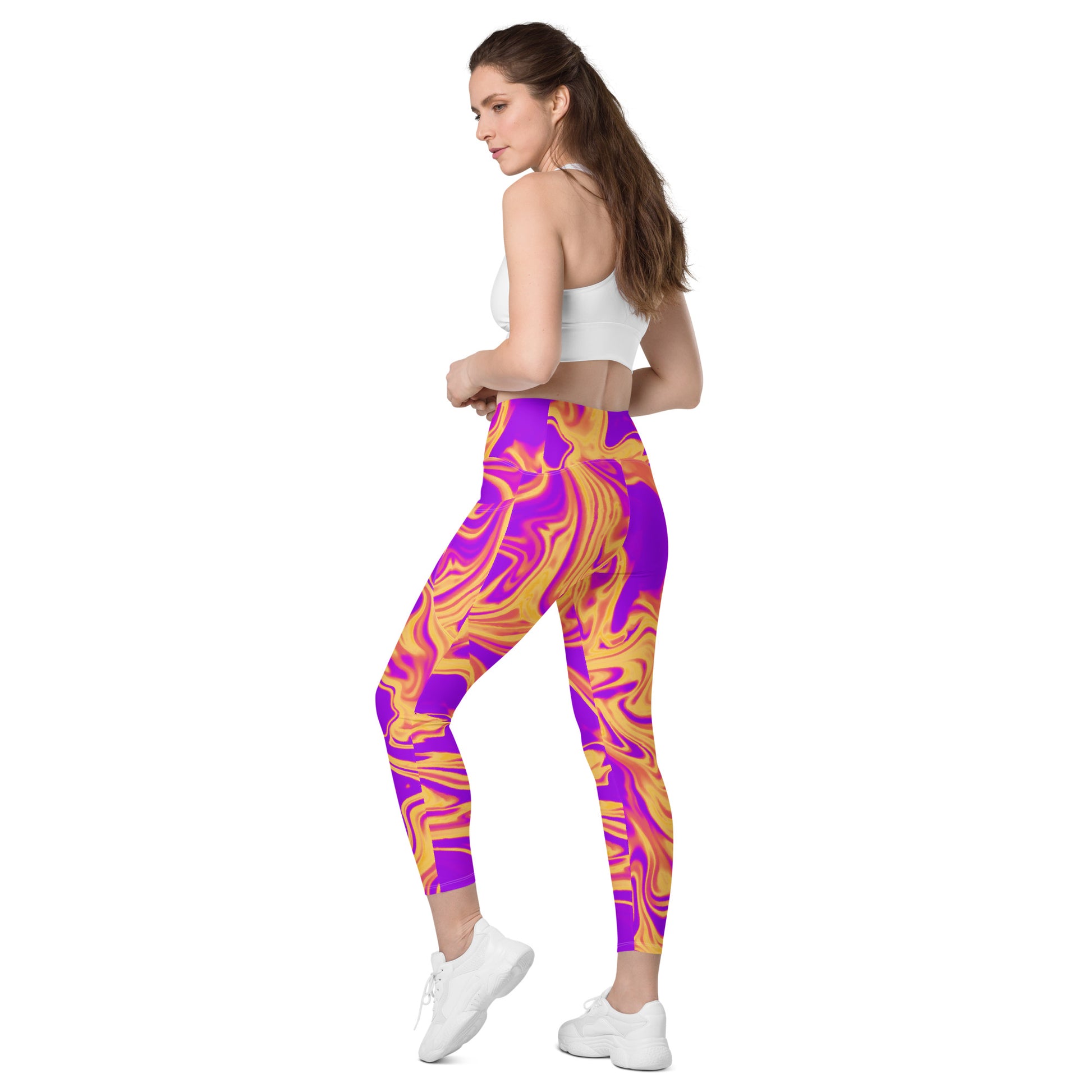 Cosmic Flow Women's Recycled Crossover Leggings With Pockets - FLAKOUT