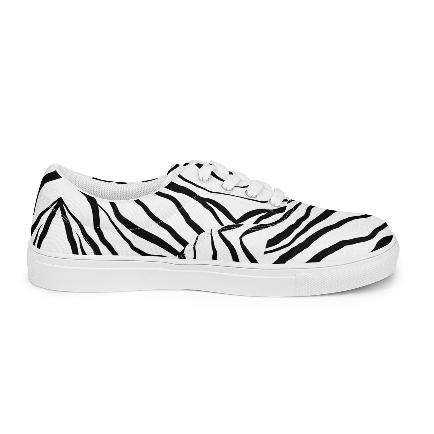 Striped Zebra Vibrance Men’s Lace-up Canvas Shoes - FLAKOUT