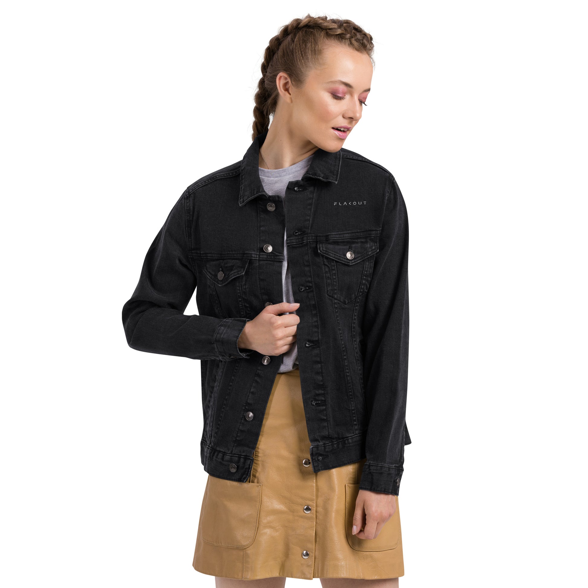 Unisex Denim Jacket Embroidered Logo - FLAKOUT