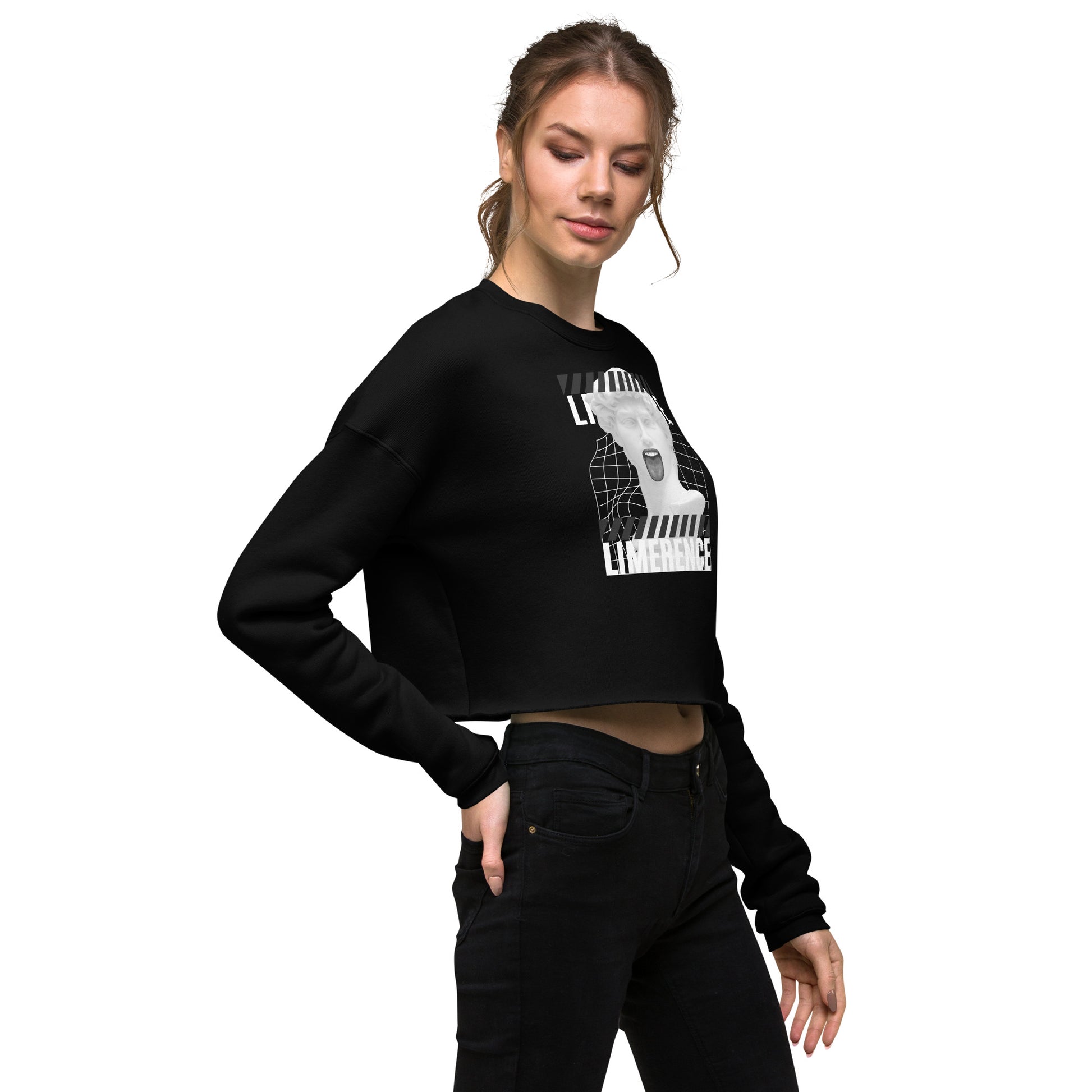 Limerence Women's Crop Sweatshirt - Black - FLAKOUT