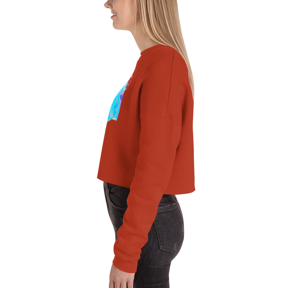 Vivid Existence Live Your Life Women's Crop Sweatshirt - Brick - FLAKOUT