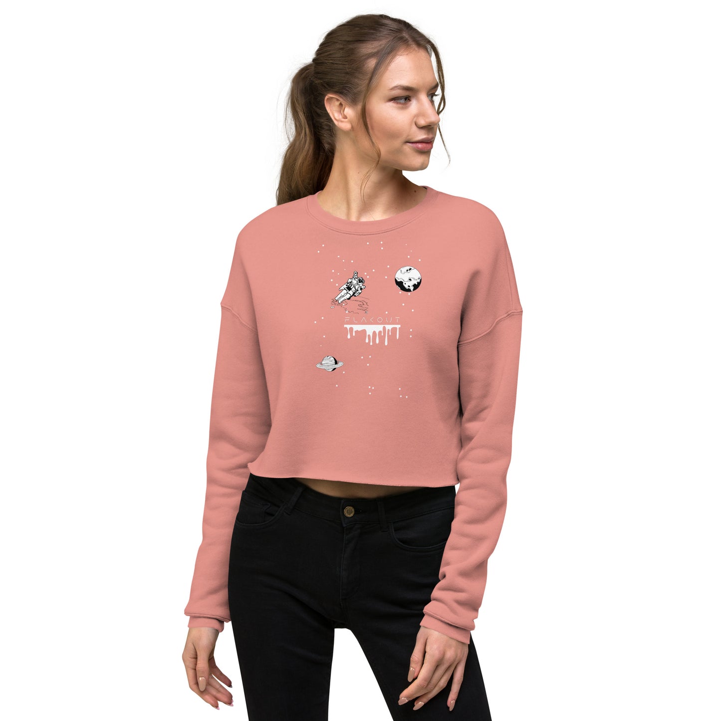 Astronaut Women's Crop Sweatshirt - Mauve - FLAKOUT