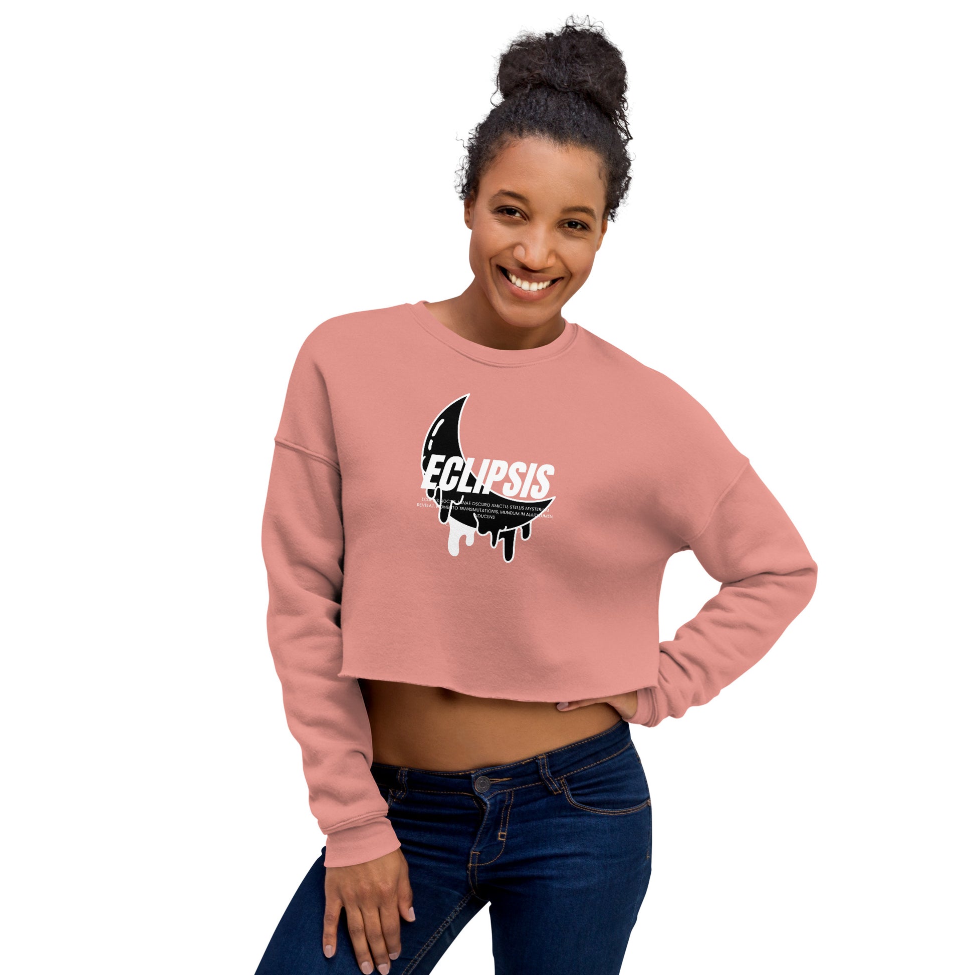 Lunar Eclipsis Women's Crop Sweatshirt - Mauve - FLAKOUT