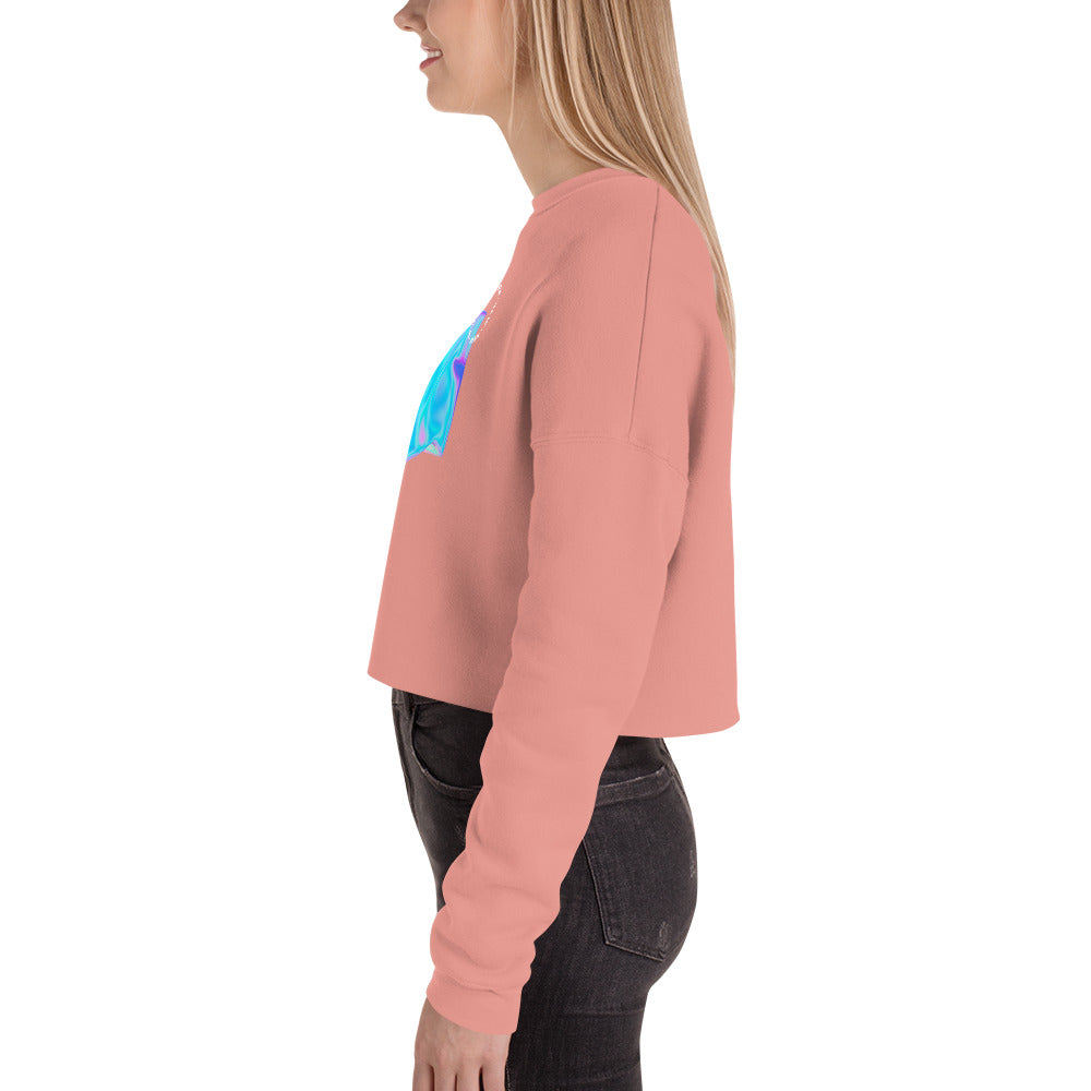 Vivid Existence Live Your Life Women's Crop Sweatshirt - Mauve - FLAKOUT