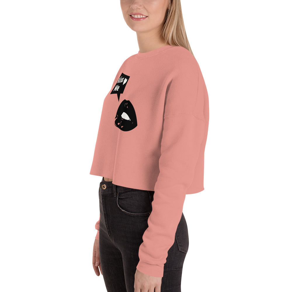 Sweet Talker Kiss Me Women's Crop Sweatshirt - Mauve - FLAKOUT