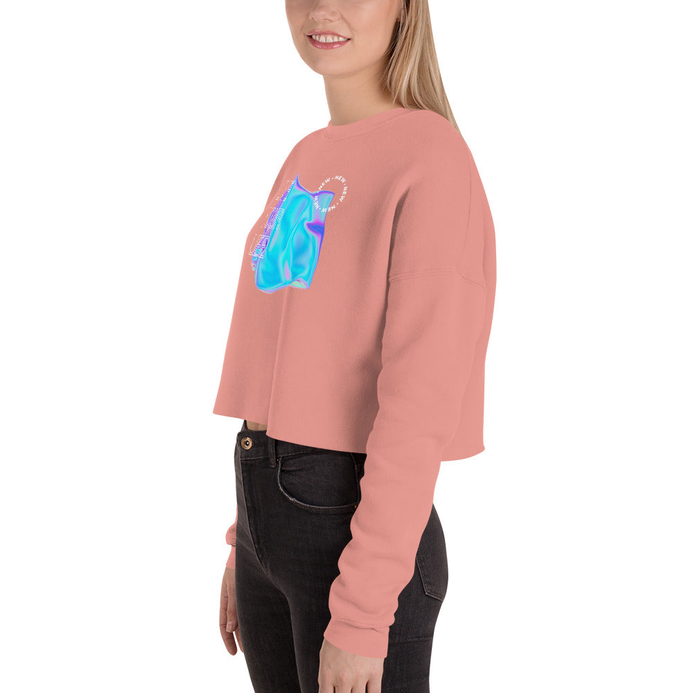 Vivid Existence Live Your Life Women's Crop Sweatshirt - Mauve - FLAKOUT