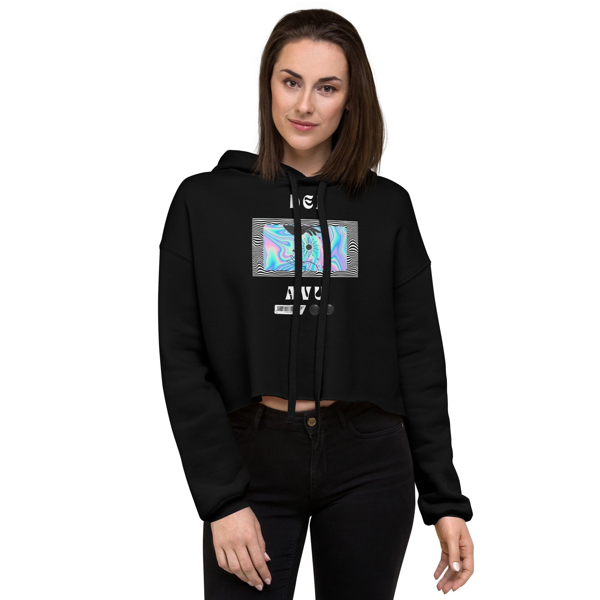 Echoes of Dejavu Women's Crop Hoodie - FLAKOUT