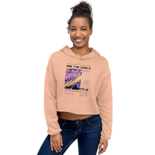 Divergent Horizon See The World Differently Women's Crop Hoodie - FLAKOUT