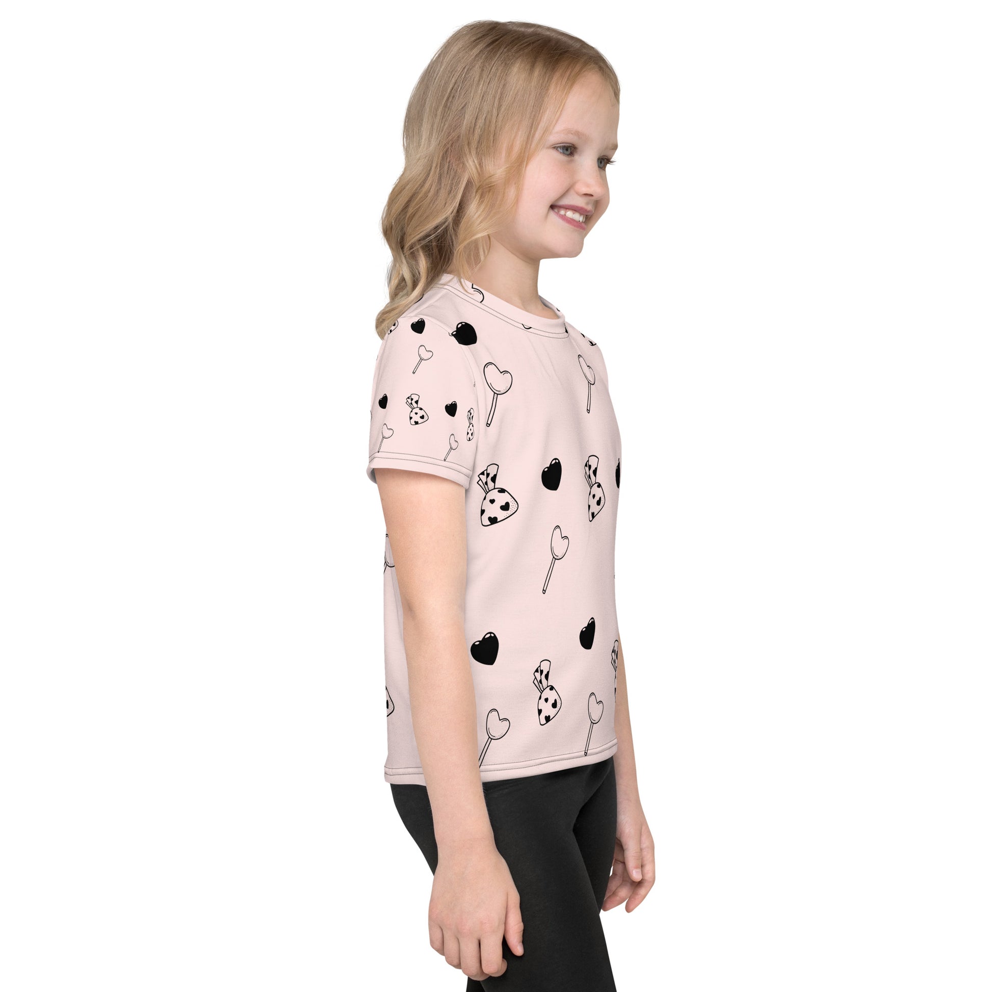 Girl's Crew Neck T-shirt Heart & Candy - FLAKOUT